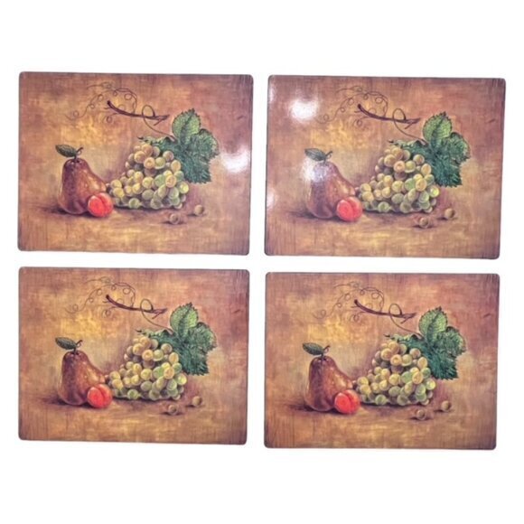 VINTAGE Pimpernel Fruit Medley Place Mats Cork Back Hard Board Set of‎ 4 80s EUC - Picture 1 of 8